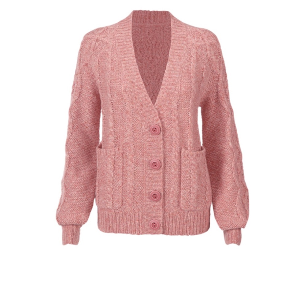 CAbi Confection Cardigan.Size small and it is a relaxed fit. It is cozy.